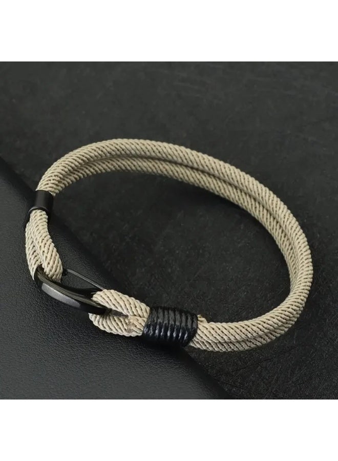 Ligant Fabric Bracelet in Beige - Modern Design with a Distinctive Touch - Stylish Unisex Wristband