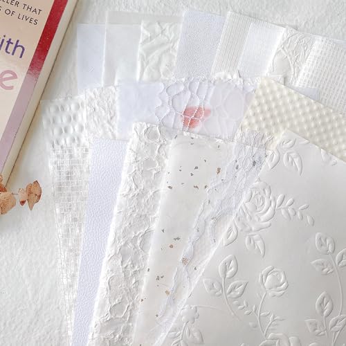 Aromoty 20Pcs Handmade Scrapbook Paper Craft Textured Paper Wedding A5 sheet Mesh Fabric Mulberry Special Mix for Bridal Scrapbooking Junk Journal Journaling Supplies DIY Materials,5.8x8.2 inches - Image 1