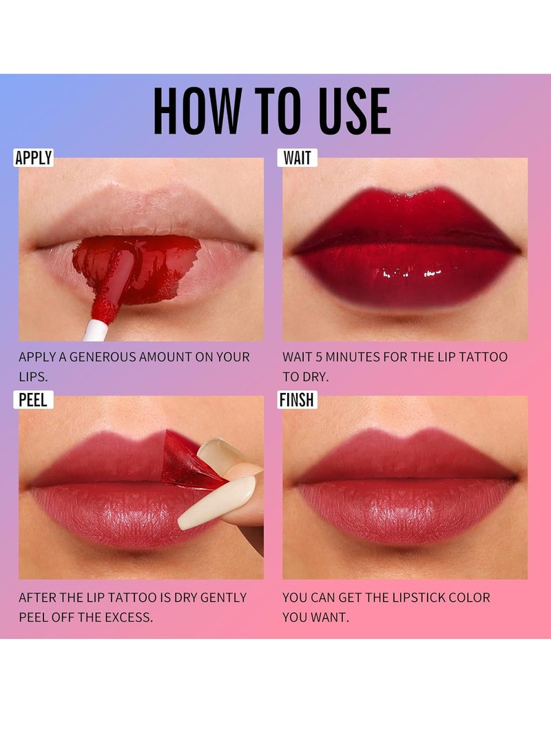 KIMUSE KIMUSE Tattoo Peel & Reveal Lip Stain, Waterproof Long Lasting Peel Off Lip Liner Tattoo, Non Stick Color Peel Off Mask Lip Gloss Makeup  - Image 3