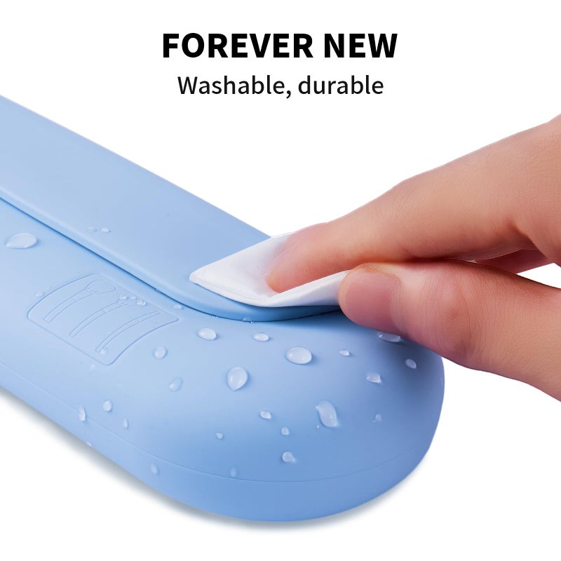 AGIKET Silicone Makeup Brush Holder Travel Cosmetic Bagï¼šSoft Portable Cosmetic Face Brushes Holder with Upgrade Anti-Fall Out Magnetic Closure, Large Travel Makeup Brush Case - Blue - Image 5