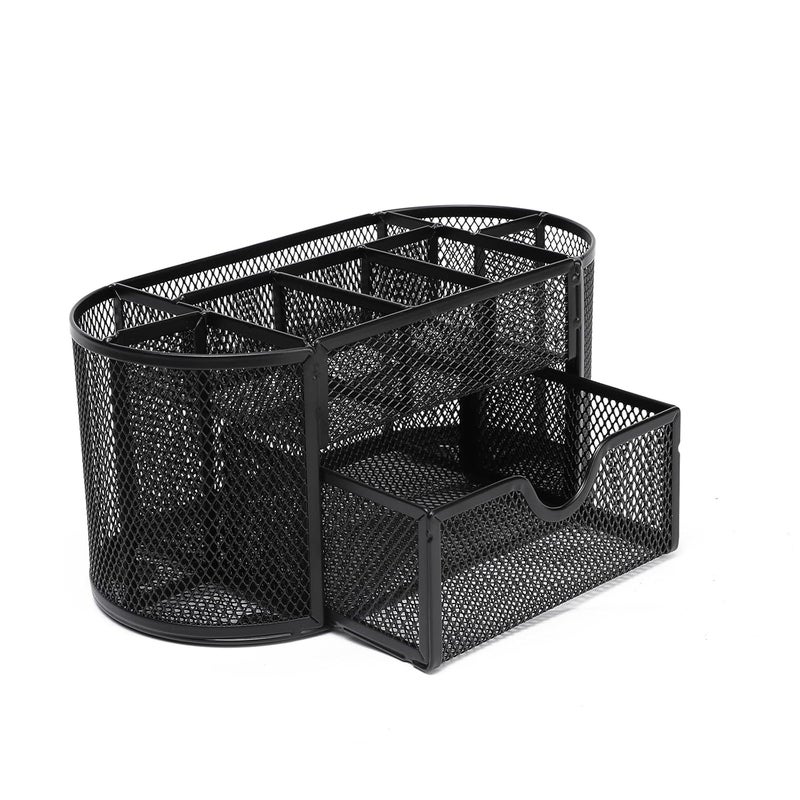 Neomate Metal Mesh Desk Organizer|Durable Office Supplies Caddy with Drawer for Home & Office|Desktop Organizer & Décor|Black, Drawer Organizers - Image 1
