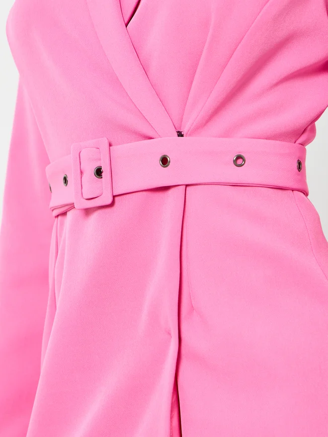 Styli  Styli Pink Blazer Midi Dress with Buckle Belt for Women | Best Price UAE