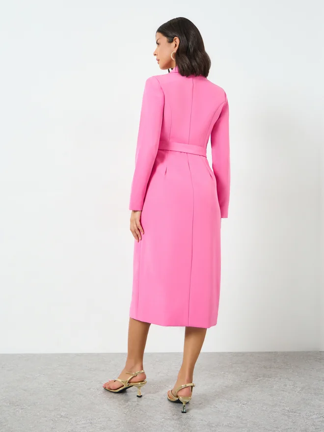 Styli  Styli Pink Blazer Midi Dress with Buckle Belt for Women | Best Price UAE