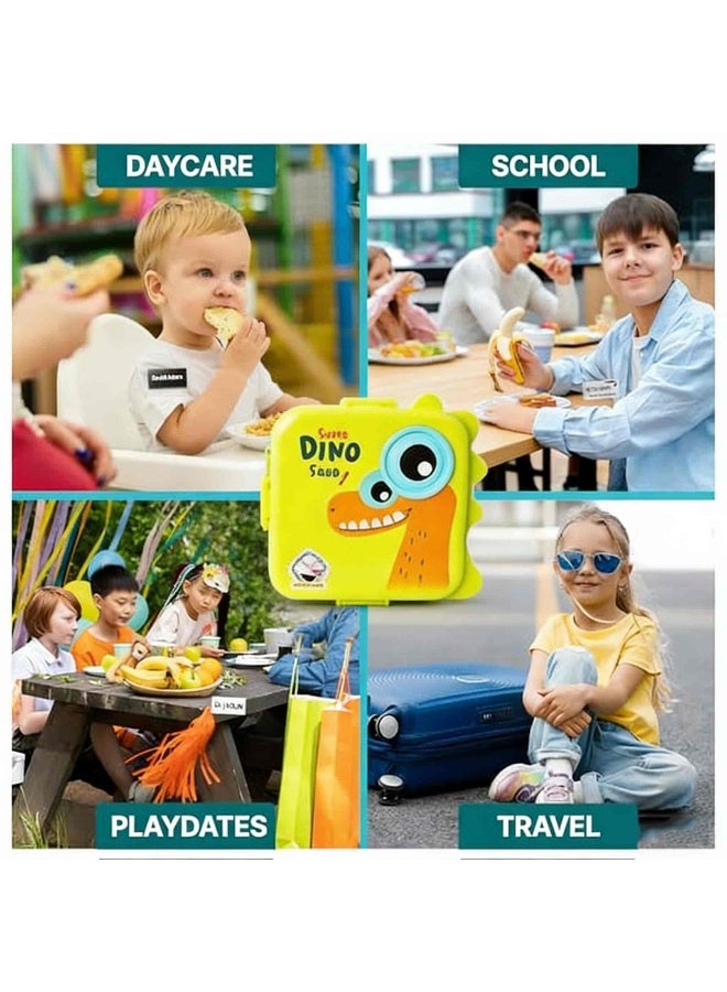 أديلي علبة طعام بنتو للأطفال بطبقتين مع 6 أقسام، سعة كبيرة مانعة للتسرب وخالية من BPA، متينة ومقاومة للسقوط وآمنة لغسالة الصحون والميكروويف، باللون الأخضر - Image 5