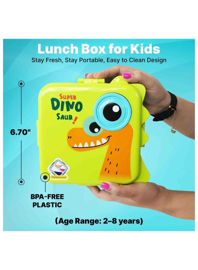 أديلي علبة طعام بنتو للأطفال بطبقتين مع 6 أقسام، سعة كبيرة مانعة للتسرب وخالية من BPA، متينة ومقاومة للسقوط وآمنة لغسالة الصحون والميكروويف، باللون الأخضر - Image 2