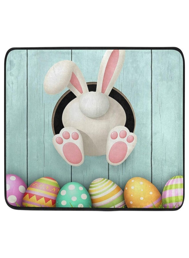 Pfrewn Wamika Easter Eggs Bunny Tail Door Mats Cute Rabbit Flowers Spring Floor Mat Indoor Outdoor Entrance Bathroom Doormat Non Slip Washable Egg Hunt Welcome Mats Home Easter Day Decor 23.6 x 15.7 inch - Image 1