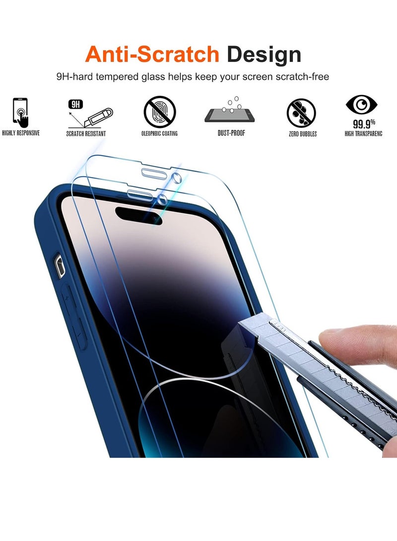 ELTRAZONE Camera Protection Case for iPhone 14 Pro 6.1" [Military Grade Shockproof], 1 Phone Case + 2 Tempered Glass Screen Protector, 3 in 1 Protective Back Slim Cover-Blue - Image 2
