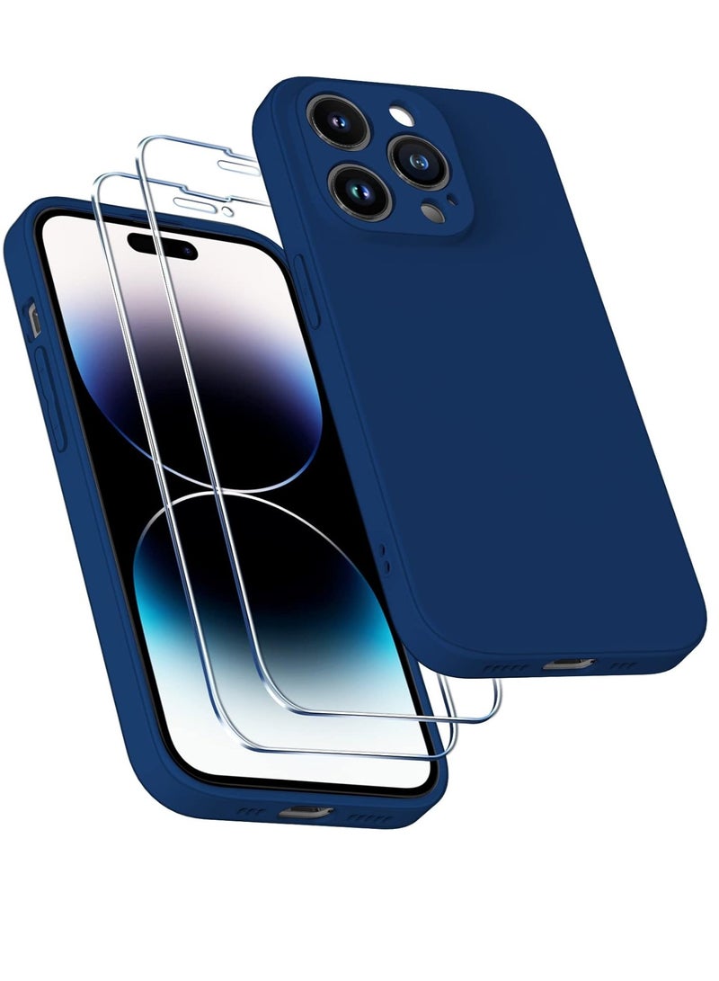 ELTRAZONE Camera Protection Case for iPhone 14 Pro 6.1" [Military Grade Shockproof], 1 Phone Case + 2 Tempered Glass Screen Protector, 3 in 1 Protective Back Slim Cover-Blue - Image 1