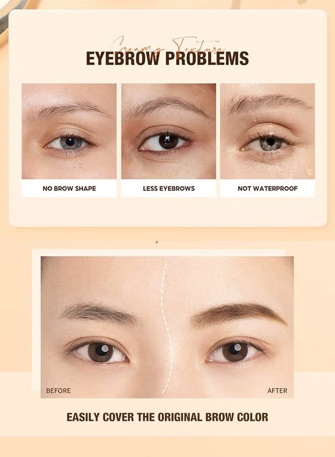 O.TWO.O Eyebrow Dye Cream Set, Natural Shaping, Long-Lasting and Non-Fading Eyebrow Cream, Long Lasting Waterproof Eyebrow Cream with Eyebrow Brush - Coffee Color - Image 3