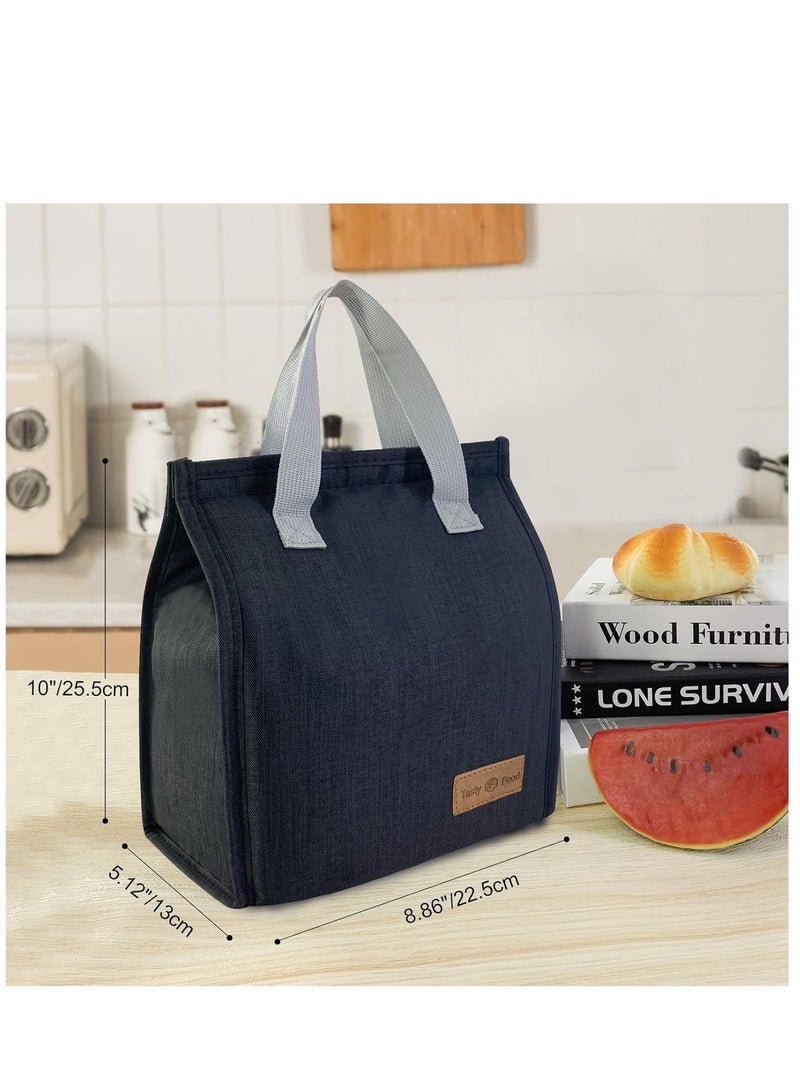 HaHaHai Lunch Bag, Insulated Lunch Bag for Women Men Kids, Reusable Insulated Lunch Bag, Leakproof Simple Bento Lunch Tote, Lunch Bag Insulated, for Office, Work, School, Picnic or Travel  (Black) - Image 2