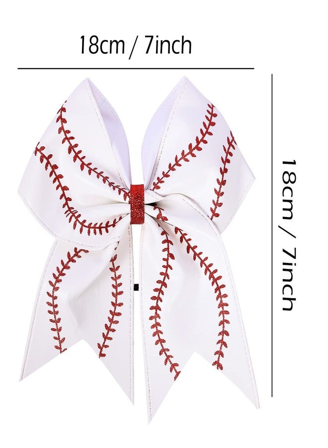 KCHIES Softball Hair Bows 7" Game Day Baseball Glitter Leather Cheer Bows Big Elastics Hair Ties Bands Ponytail Holder Ribbon Accessories Cheerleading Cheerleader Team Girls Sports Player Gift - Image 5