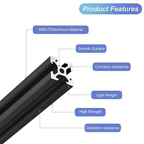 MECCANIXITY 10 Pcs V Slot 2020 Aluminum Extrusion European Standard 700mm 27 Inch Length Anodized Rail Black for CNC DIY 3D Printer and Industrial - Image 3
