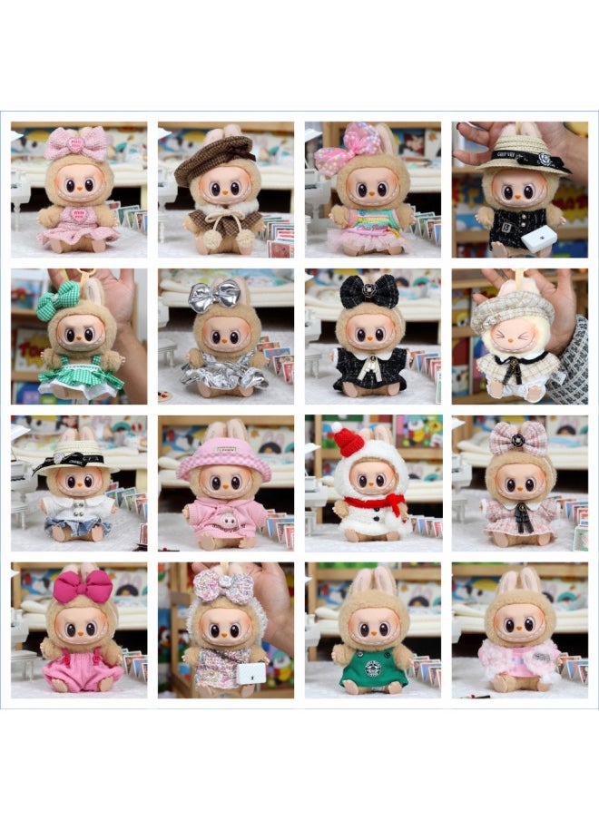 Clothes Only] Second Generation Blind Box Labubu Doll Vinyl Pendant Labubu Collection Sitting Party Clothes-Color:Colorful Xiaoxiang Two-piece Set (powder)-Height:Special Baby Cloth Cloth For The Second Generation (excluding Baby)  - Image 2