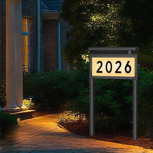 Lacasa Solar Address Sign for House Double Sided LED House Numbers with 3 Color Modes Waterproof Solar House Address Plaque for Yard Street Mailbox Driveway - Image 1