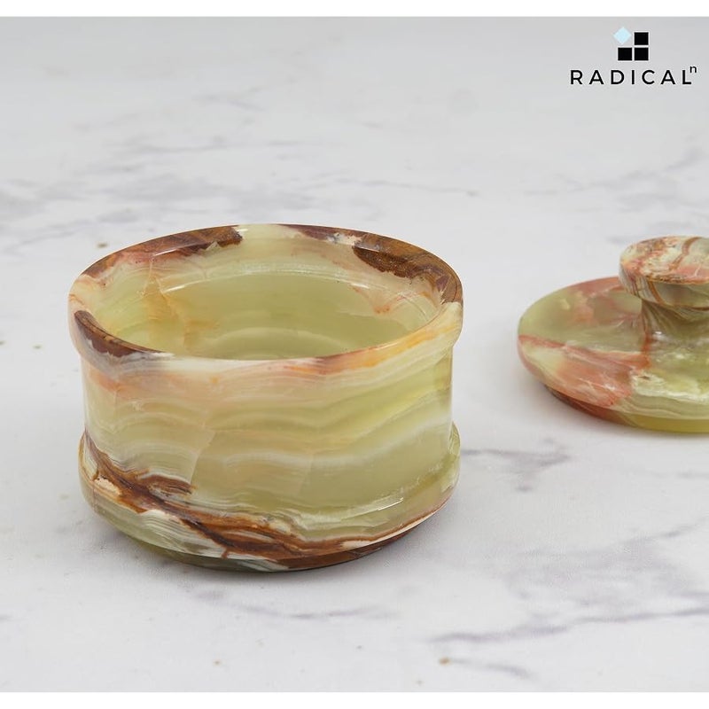 RADICALn Green Onyx Marble Salt Cellar with Lid 3.5 Inch, Natural Stone Salt & Seasoning Box, Spice Jar for Kitchen Countertop, Luxury Home Decor Accessory - Image 5