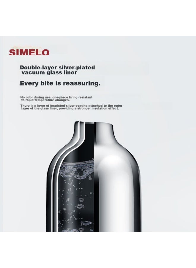 Simelo Stainless Steel Insulated Bottle With Glass Inner Liner, Thermos Flask, Hot Water Bottle, Warm Pot For Student Dormitory, 2l Duck-billed Bright Finish - Image 3