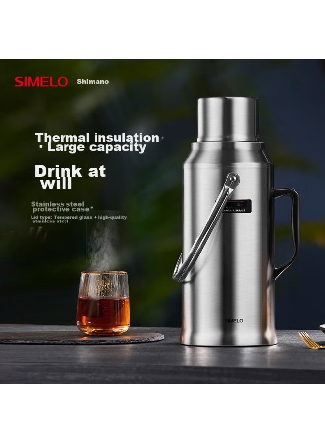 Simelo Stainless Steel Insulated Bottle With Glass Inner Liner, Thermos Flask, Hot Water Bottle, Warm Pot For Student Dormitory, 2l Duck-billed Bright Finish - Image 5