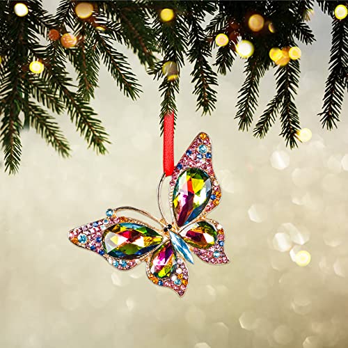 WaaHome Butterfly Christmas Ornaments 2025 - Metal Monarch Butterfly Keepsake Christmas Tree Ornaments Decorations, Colorful Butterflies Xmas Ornament Gifts for Women Girls Mom Sisters - Image 2