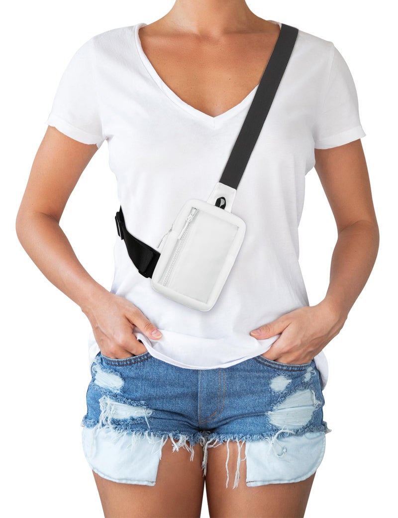 Peicees Mini Sling Bag for Men Women Crossbody Bag Travel Running Phone Daypack Shoulder Bags White - Image 2