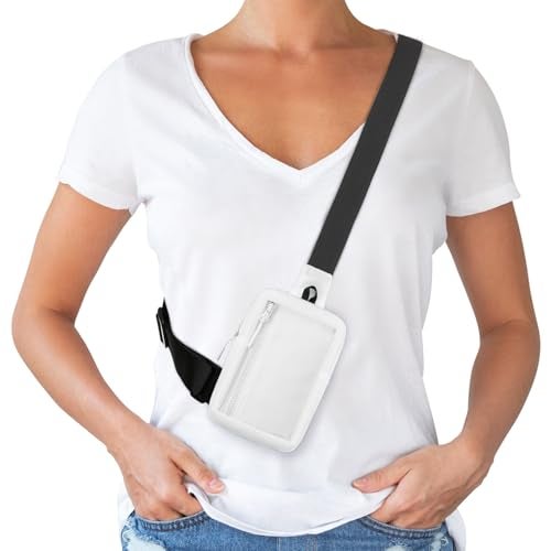 Peicees Mini Sling Bag for Men Women Crossbody Bag Travel Running Phone Daypack Shoulder Bags White - Image 3