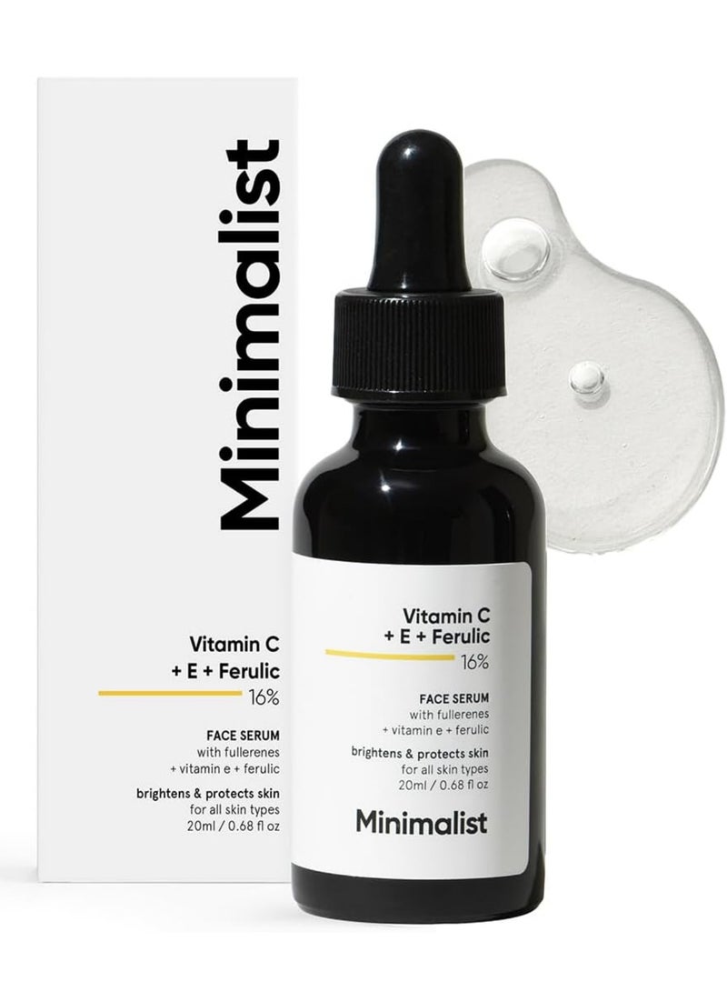 MINIMALIST 16% Vitamin C Face Serum (Advanced) With Vit E, & Ferulic Acid For Glowing Skin | Advanced Brightening & Protection - Image 1