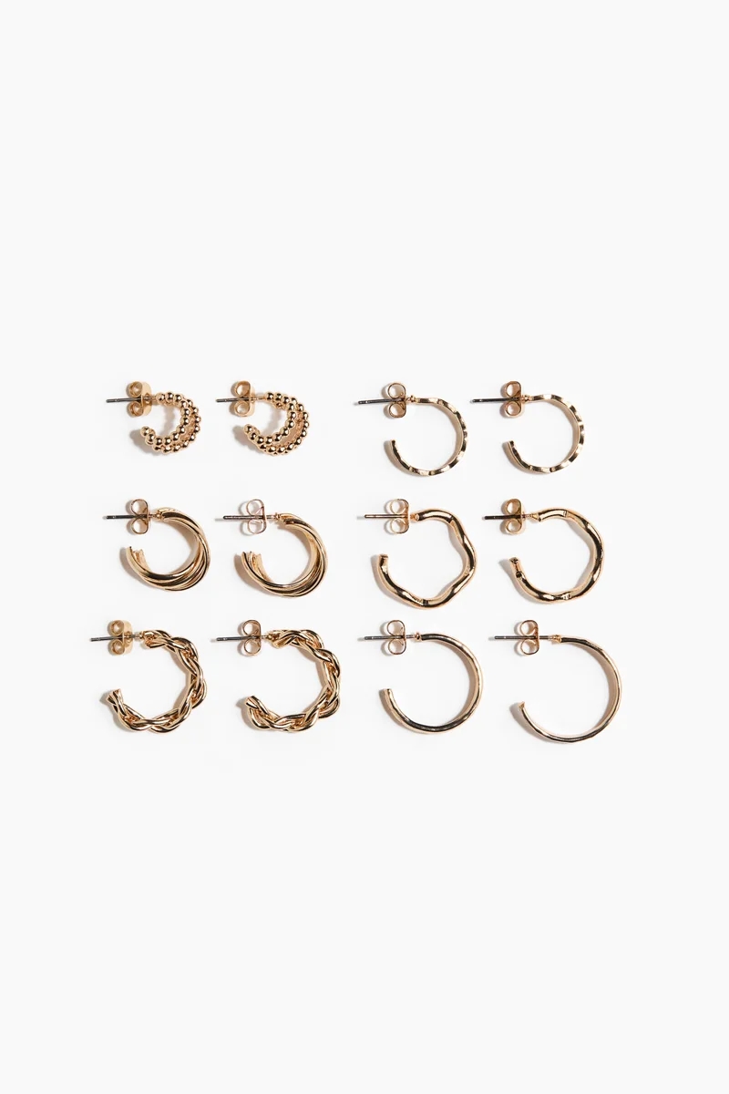 6 pairs hoop earrings