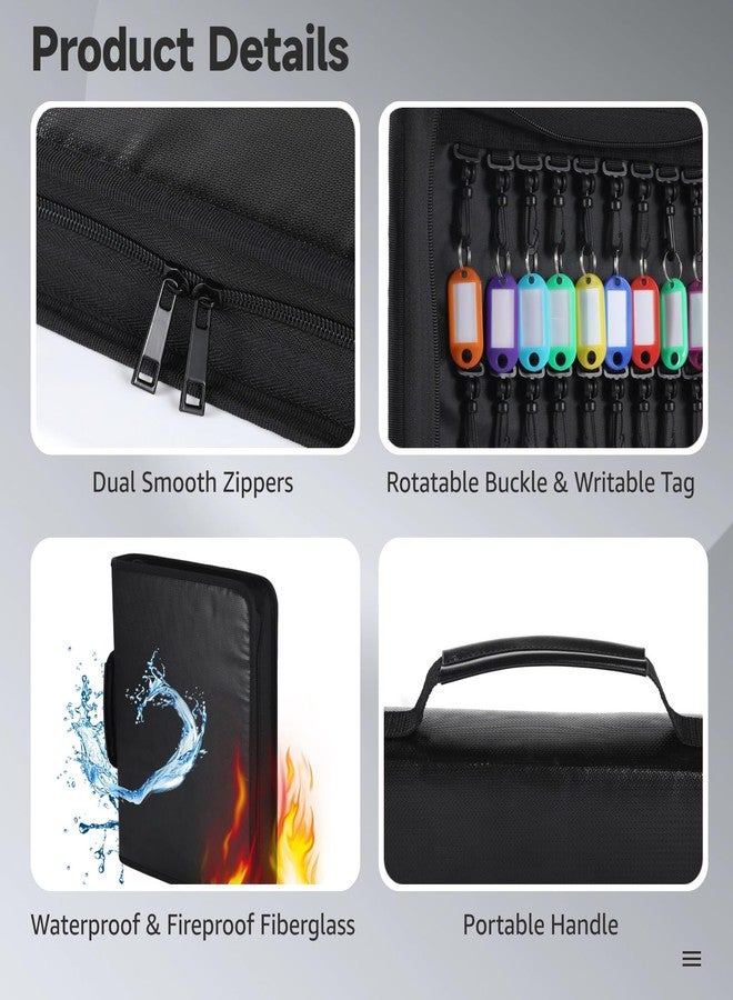 OMISTAR Key Organizer Case with 54 Tags, Fireproof Waterproof Portable Key Storage Bag, Zippered Key Holder Binder with Color-Coded Tags for Hotels, Real Estate, Car Sales, Property Management - Image 4