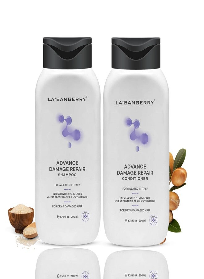 LA'BANGERRY Advance Damage Repair Shampoo & Conditioner Combo | Formulated In Italy | Enriched With Hydrolyzed Wheat Protein, Plant Keratin Protein, Sea Buckthorn Oil & Argan Oil | Repairs, Strengthens & Smoothens Hair 200ml (Pack Of 2) - Image 1