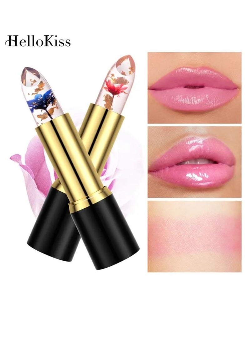 HelloKiss Jelly Flowers Color Changing Lipstick Temperature Change Lip Balm Long Lasting Moisturizer Lip Gloss Color Change Lipstick Crystal Jelly Flower Lipstick Lasting Moisturizer Color Change Lip Balm 01 - Image 2