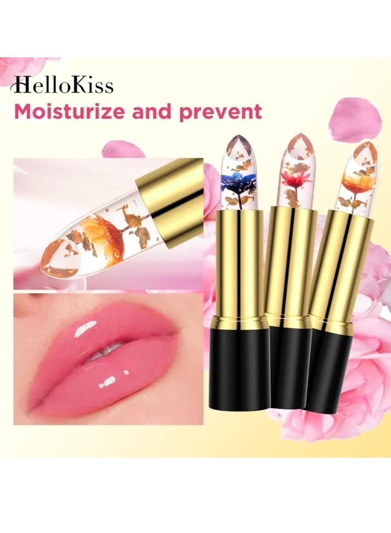 HelloKiss Jelly Flowers Color Changing Lipstick Temperature Change Lip Balm Long Lasting Moisturizer Lip Gloss Color Change Lipstick Crystal Jelly Flower Lipstick Lasting Moisturizer Color Change Lip Balm 01 - Image 3