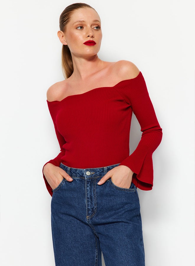 trendyol Red Carmen Collar Knitwear Sweater - Image 3