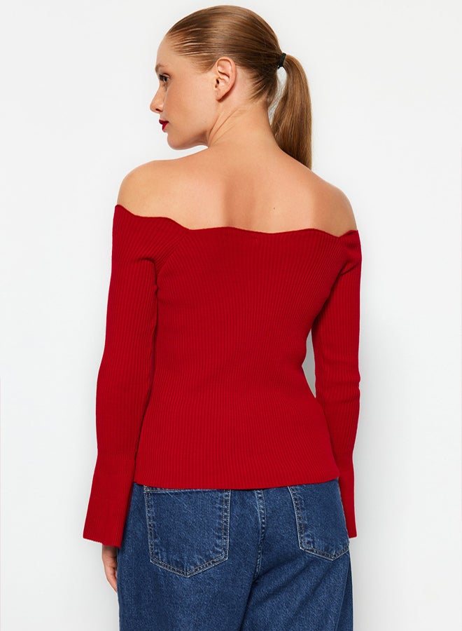 trendyol Red Carmen Collar Knitwear Sweater - Image 5