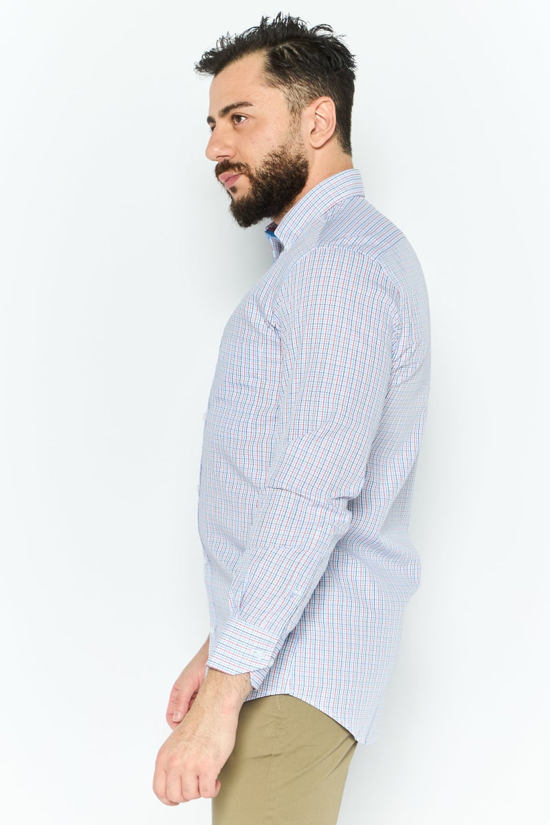 Tailorbyrd قميص رجالي عادي بأكمام طويلة بنمط مربعات دقيقة، أبيض - Image 2