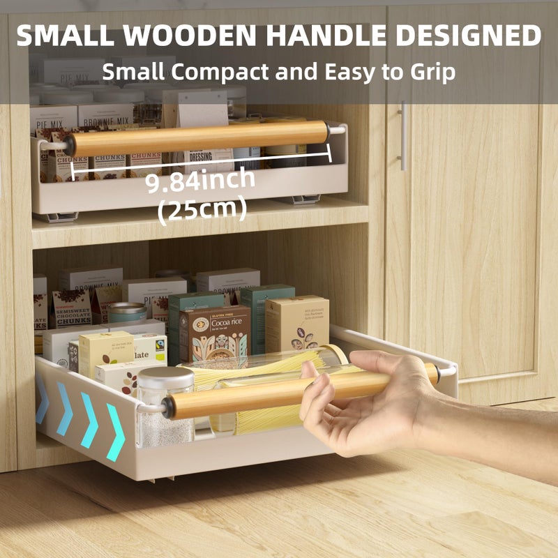 Upesitom Pull Out Cabinet Organizer, 15.3'' Deep Expandable Slide Out Cabinet Organizer Fixed with Adhesive Nano Film, Slide Out Drawers Pull Out Tray for Cabinet in Kitchen, Pantry, Bathroom, White - Image 3