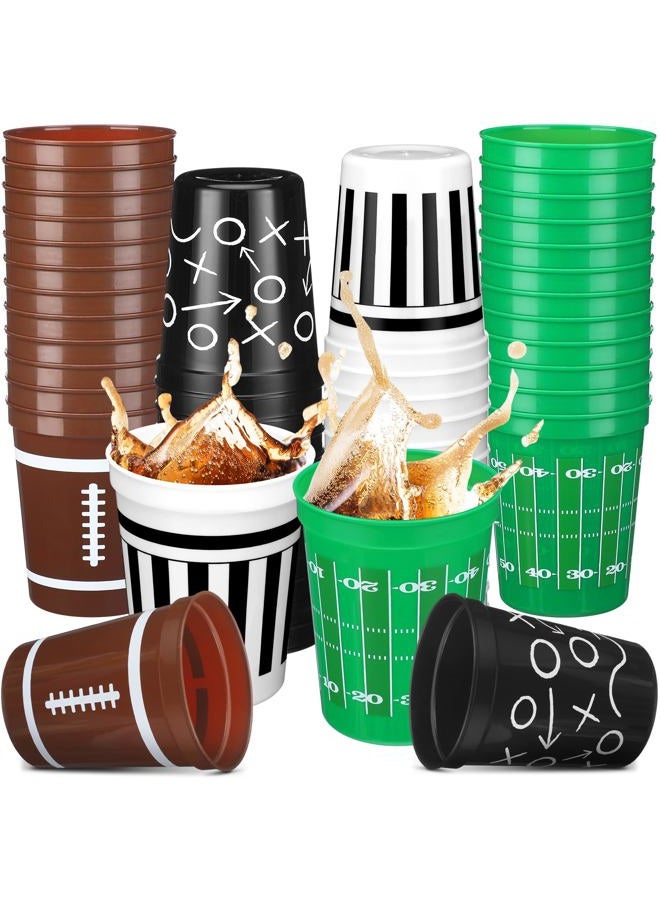 Tioncy 24 Pack Football Plastic Cups 16 oz Football Theme Reusable Cups 4 Designs Plastic Drinking Glass Bulk Assorted Sports Rugby Party Supply Drinkware for Coffee Beer Cream Snacks - Image 1