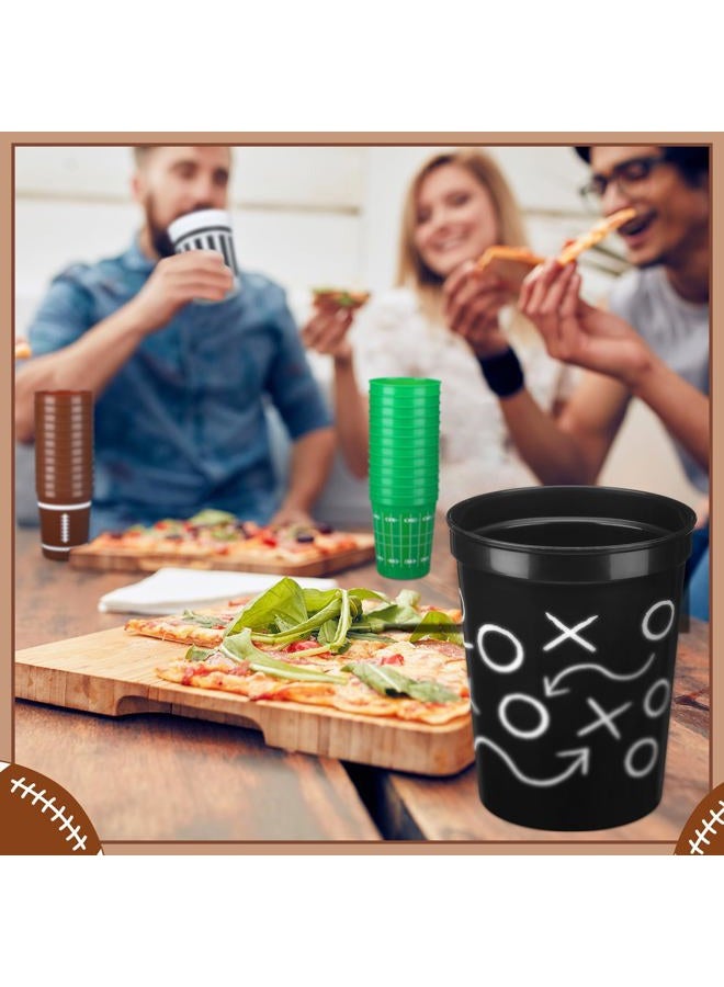 Tioncy 24 Pack Football Plastic Cups 16 oz Football Theme Reusable Cups 4 Designs Plastic Drinking Glass Bulk Assorted Sports Rugby Party Supply Drinkware for Coffee Beer Cream Snacks - Image 5