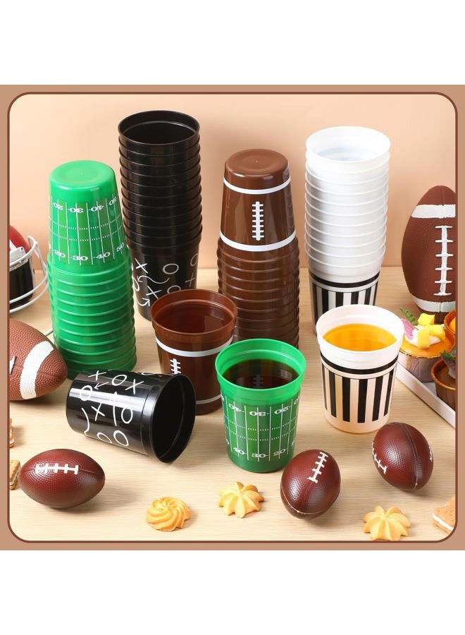 Tioncy 24 Pack Football Plastic Cups 16 oz Football Theme Reusable Cups 4 Designs Plastic Drinking Glass Bulk Assorted Sports Rugby Party Supply Drinkware for Coffee Beer Cream Snacks - Image 3