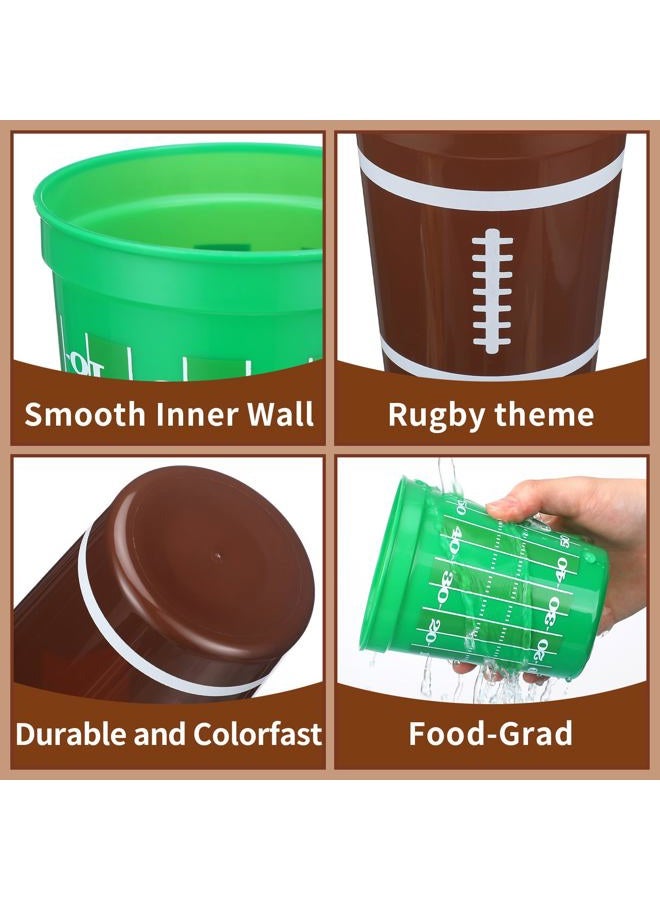 Tioncy 24 Pack Football Plastic Cups 16 oz Football Theme Reusable Cups 4 Designs Plastic Drinking Glass Bulk Assorted Sports Rugby Party Supply Drinkware for Coffee Beer Cream Snacks - Image 4