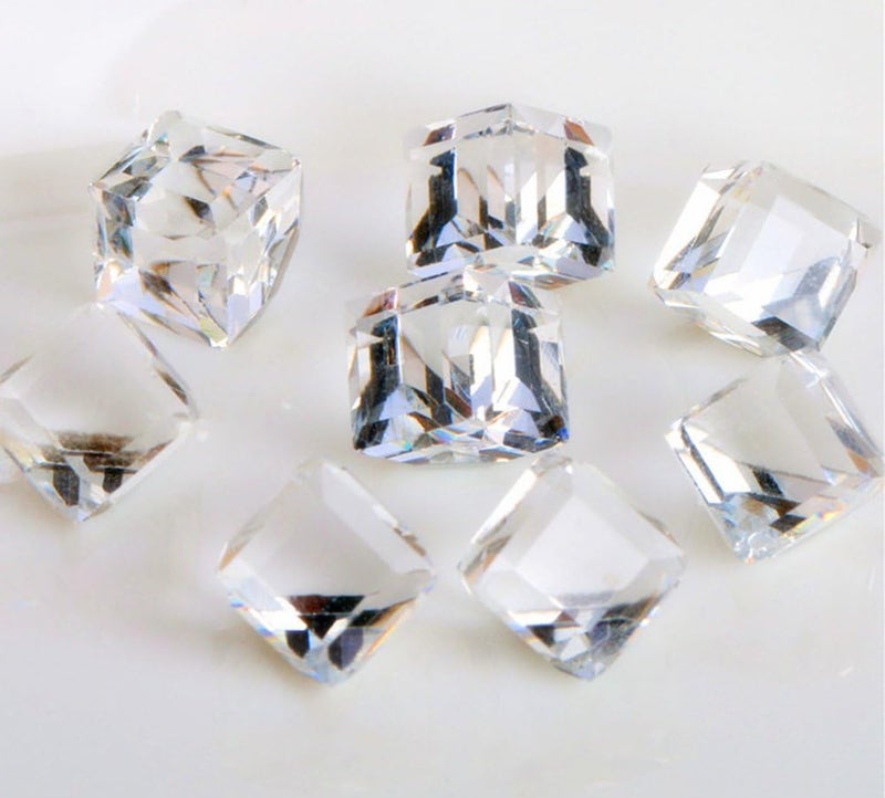 60PCS /lot 3D Cube Square Rhinestone Crystal Glass Nails Beads Decoration Manicure Nail Art (Clear)