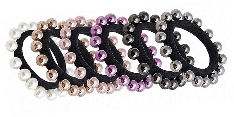 advancedestore Hair Ties with Pearls Elastic Ponytail Holders Imitation Pearls Hair Accessories Hair Band Hair Wrap Around for Thick Heavy and Curly Hair No Damage Multi Colors pack of 6 - Image 1