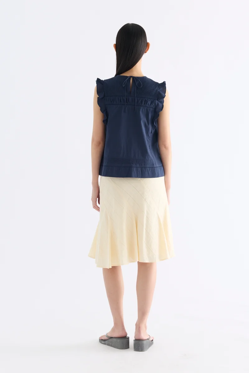 ذا اديتورز ماركت Toril Flutter Cap Sleeve Top - Navy