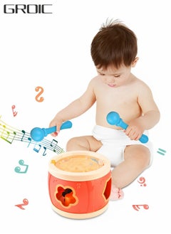 GROIC Baby Drum with 2 Toy Drum Sticks,Musical Instrument for Toddlers with Figure cognition maze game,Educational Toys for Sensory Development Through Play and Sound  - Image 1