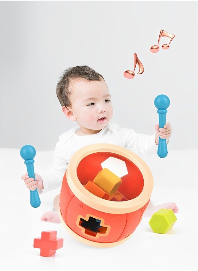 GROIC - Baby Drum with 2 Toy Drum Sticks,Musical Instrument for Toddlers with Figure cognition maze game,Educational Toys for Sensory Development Through Play and Sound - Image 1