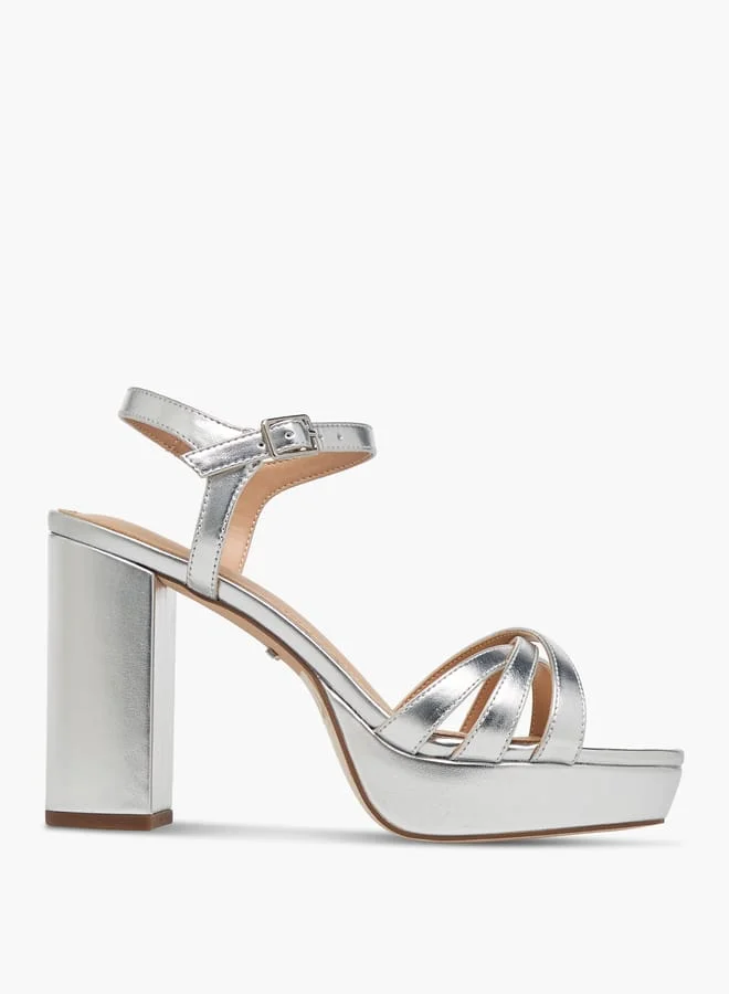 Paprika Women's Strappy Blocked Heel Sandals With Buckle Closure