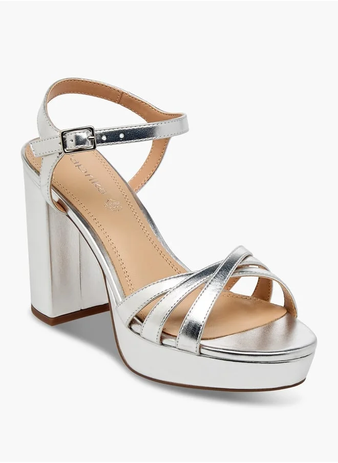 بابريكا Women's Strappy Blocked Heel Sandals With Buckle Closure