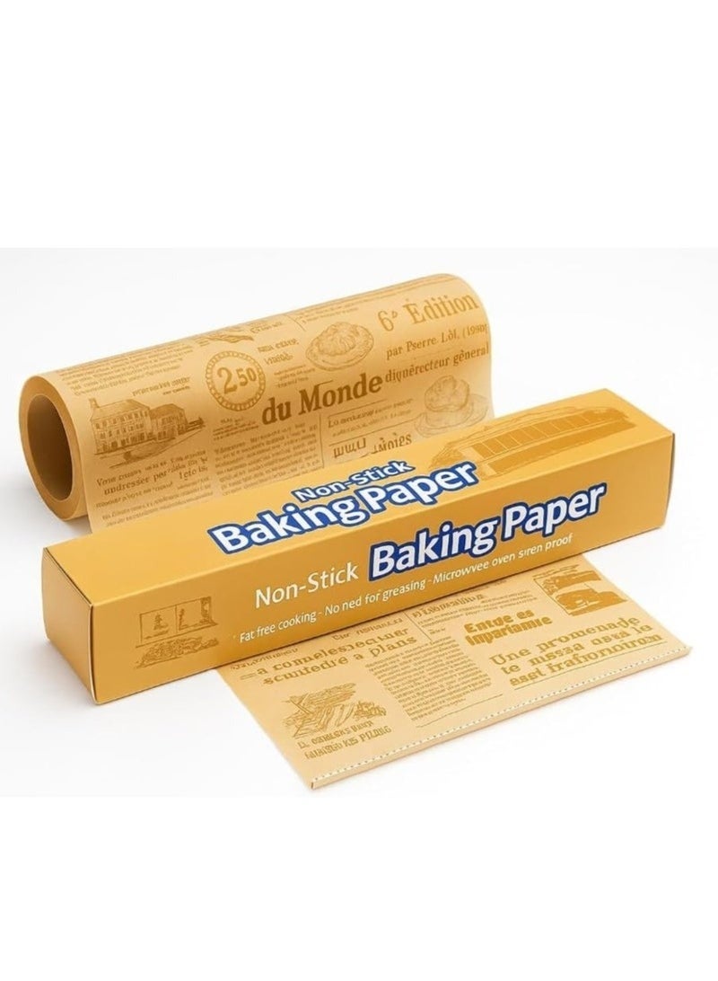 Premium non-stick parchment paper roll, heat, water and grease resistant, essential for cooking, grilling, steaming and air frying, with a cutter for easy cutting (5 Meters X 30Cm). - Image 1