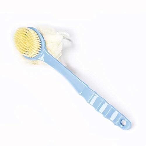 Incrizma Plastic Shower Body Brush with Bristles and Loofah Mesh Sponge with Curved Long Handle for Skin Exfoliating Bath for Men's and Women's (Random Color) - Image 1