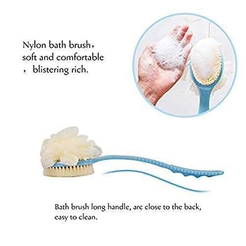 Incrizma Plastic Shower Body Brush with Bristles and Loofah Mesh Sponge with Curved Long Handle for Skin Exfoliating Bath for Men's and Women's (Random Color) - Image 3