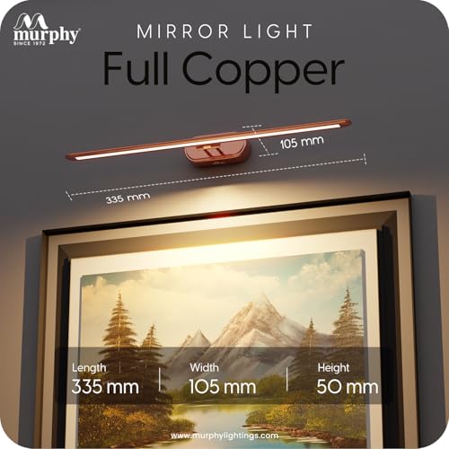 Murphy 6W 3-in-1 Color Changing Full Copper Finish LED Mirror Picture Wall Light,Bathroom Vanity Led Mirror Light with 2 Year Warranty (Cool White/Warm White/Natural White)-Pack of 3 - Image 5