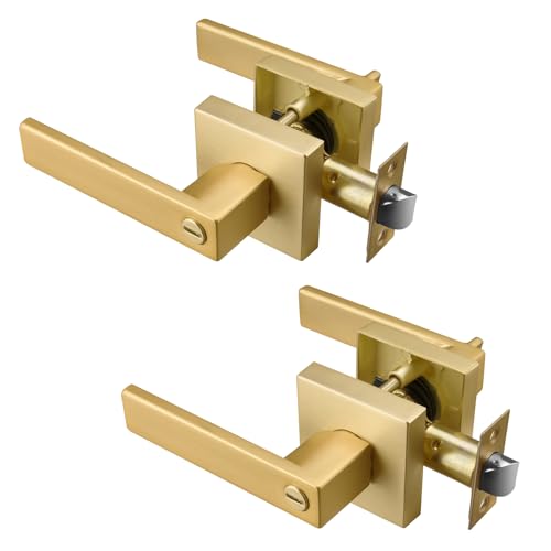 NCSEN 2 Pack Gold Door HandlesInterior Door Handles for Bath BedroomTurn Lock Privacy Door Handle - Image 1